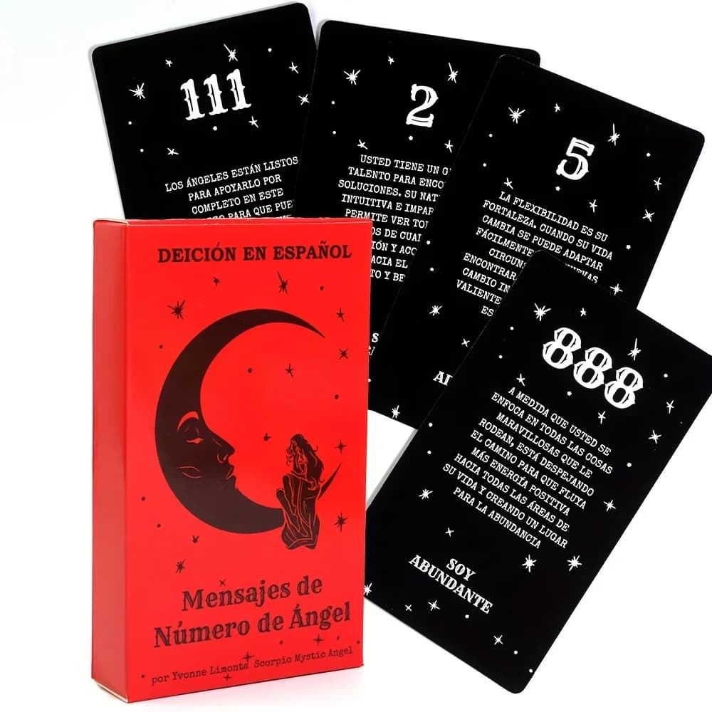 Oracolo da 11,2 * 6 cm in spagnolo, messaggi con numeri d'angelo, 53 carte, mazzo di tarocchi, carte di predizione del futuro, versione spagnola