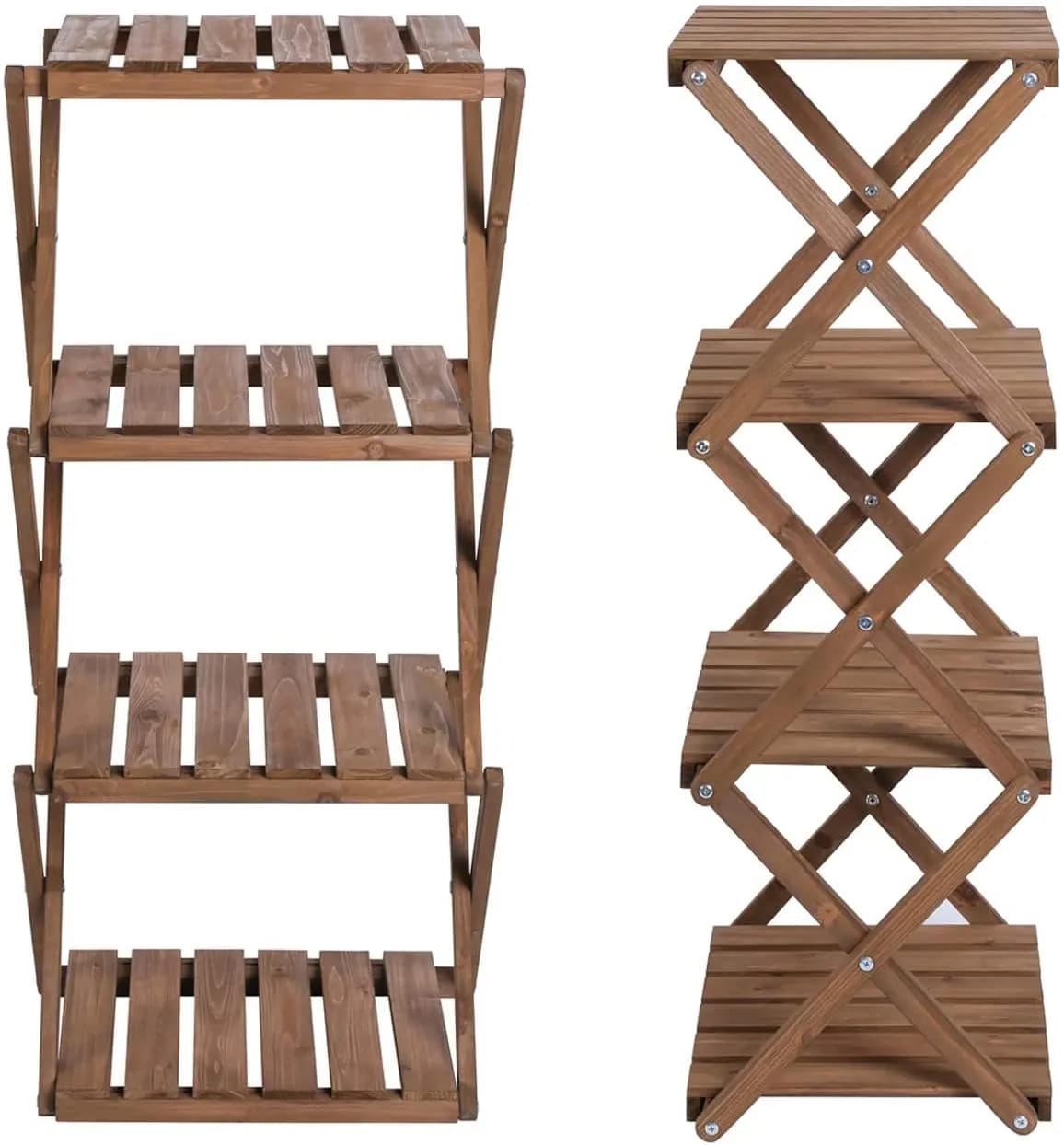 Foldable Shelf for Four Plants, Multifunctional Shelf for Plants, Books and Frames, Library for Courtyards and Garden