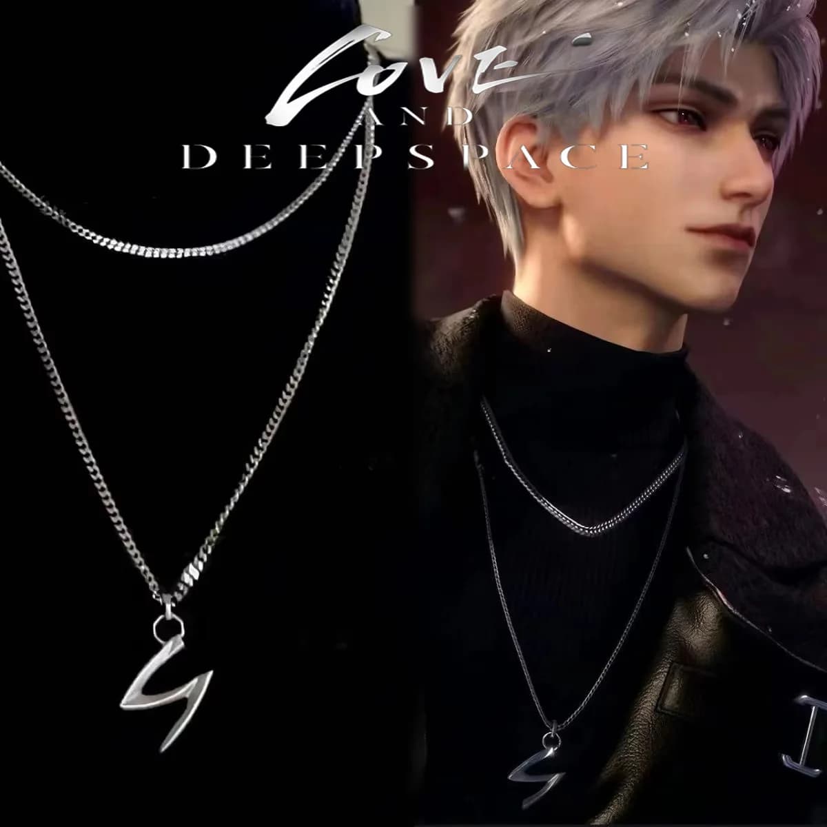 Gioco Love and Deepspace Sylus Cosplay Collana in lega unisex punk gotico doppio strato pendente girocollo accessori per catena