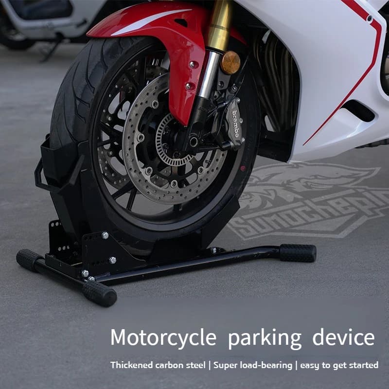 Cremagliera di parcheggio della ruota anteriore del motociclo staffa di montaggio di parcheggio della ruota anteriore del motociclo universale in acciaio al carbonio