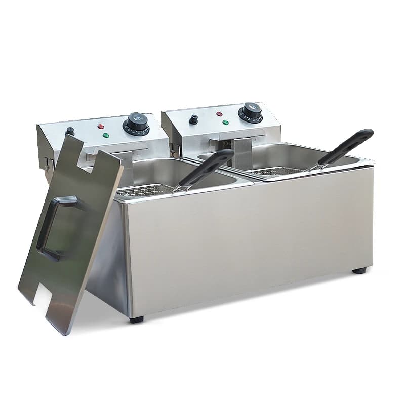 Macchina per friggere il riscaldamento elettrico a doppia padella Friggitrice per pollo Macchina per friggere patatine