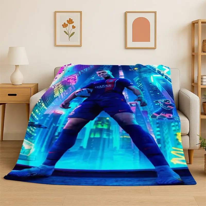 Football M-Mbappe Sport Star Soft Flannel Throw Blanket,Cozy Blanket for Bed,Couch,Sofa,Bedroom,Living Room,Travel,Picnic