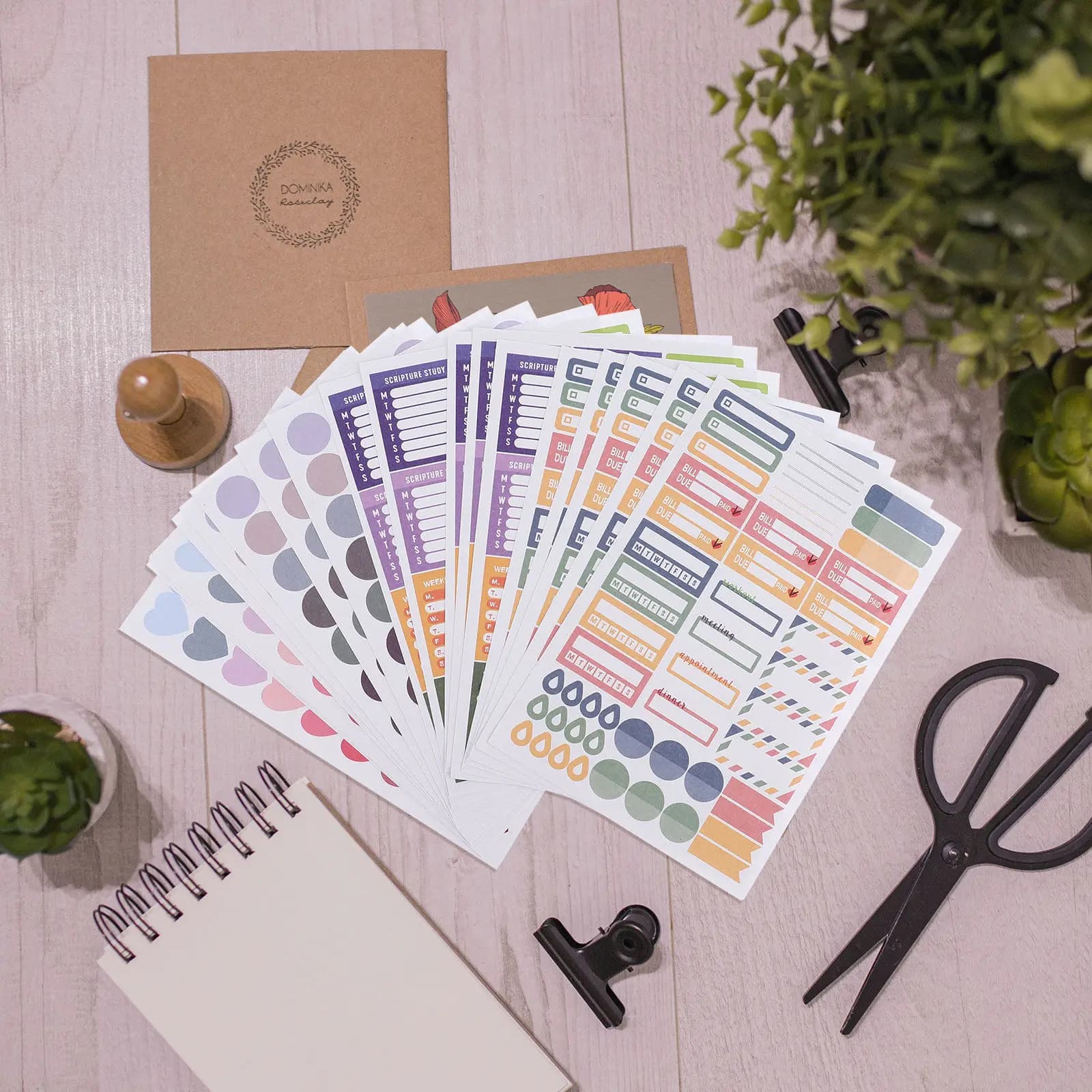 20 fogli di adesivi per agenda, forme a cuore e a punti, etichette per scrapbook, set di adesivi decorativi fai da te per diario, quaderno, calendario
