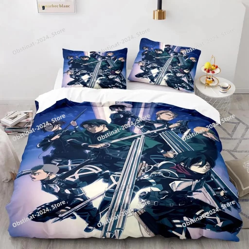 Set biancheria da letto Anime Attack On Titan Set letto singolo doppio completo Queen King Size Set copripiumino per bambini per adulti Tessili per la casa