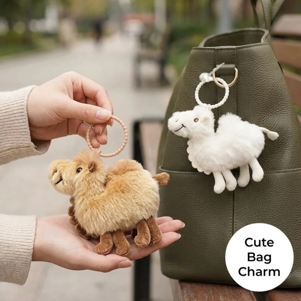 Camel Keychain Soft Camel Plush Cute Doll Key Chain Stuffed Hanging Ornaments Lifelike Detail Camel Plush Keychain