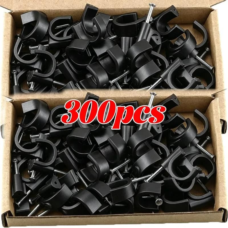4/6/8/10mm Steel Nail Cable Clips Wire Fasteners Electrical Cord Tie Holders Cables Wall Mounting Desk Cord Management