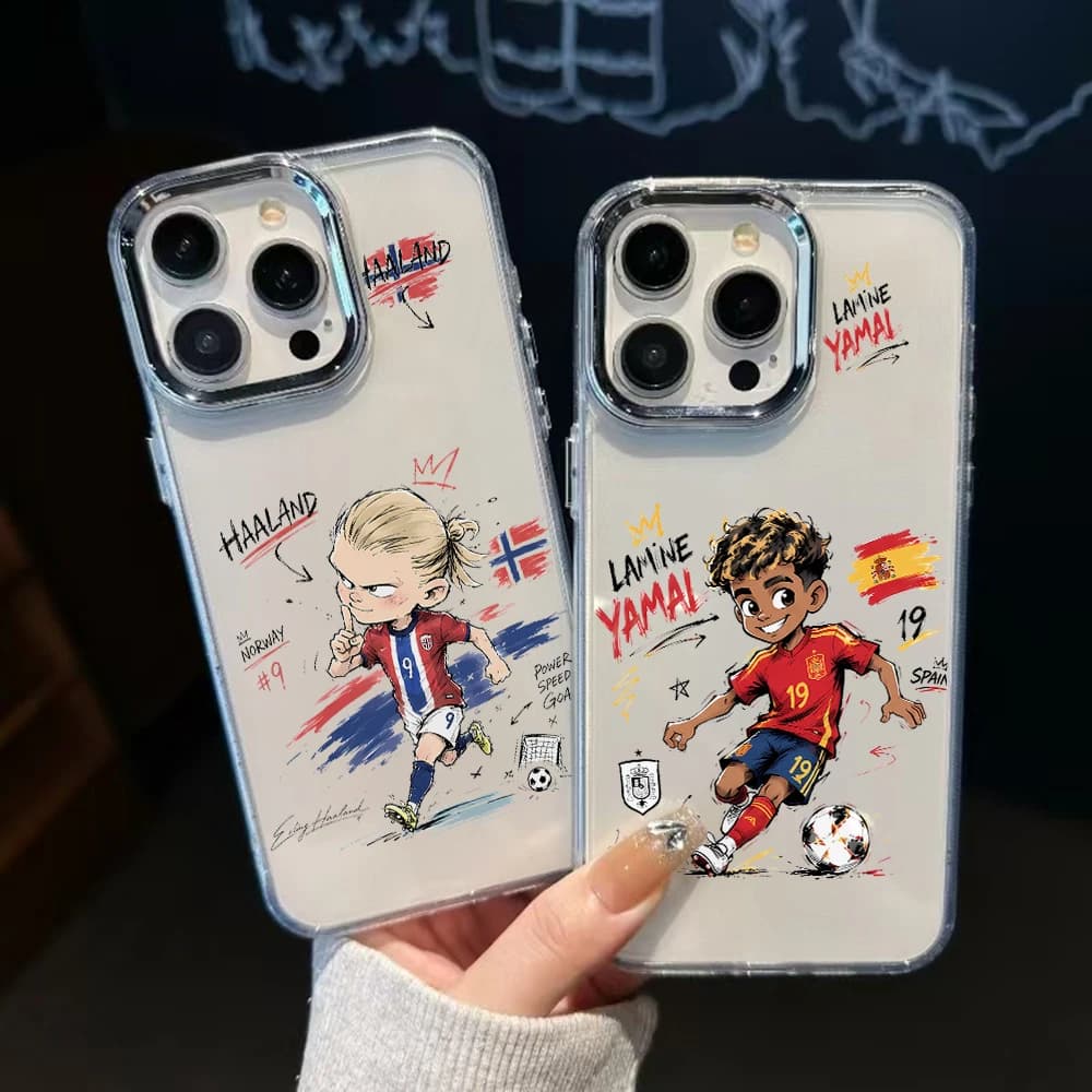Footballs players Yamals Haalands Phone Case for iPhone 17 Air 16 16e 15 14 13 12 11 Pro Max X Xs XR 8 Plus Transparent Cover