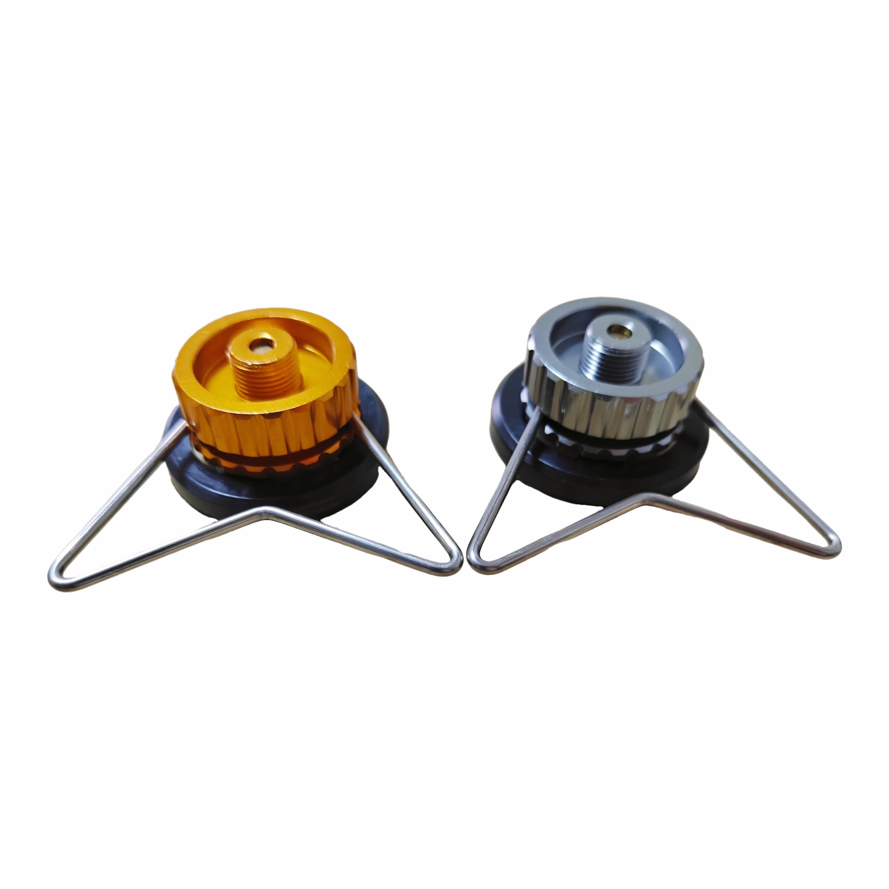 Adapter for butane gas cylinder from outdoor camping, with bracket for convenient horizontal use