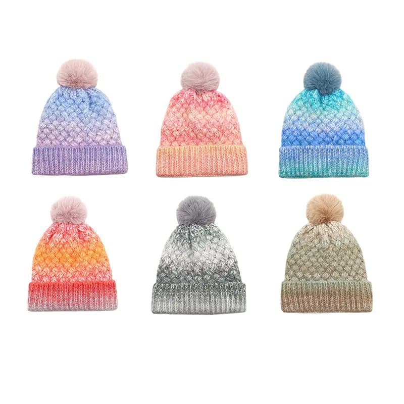 Knitted hat with autumn and winter print in cotton, hot hat Skullies, cap for girl and woman 08