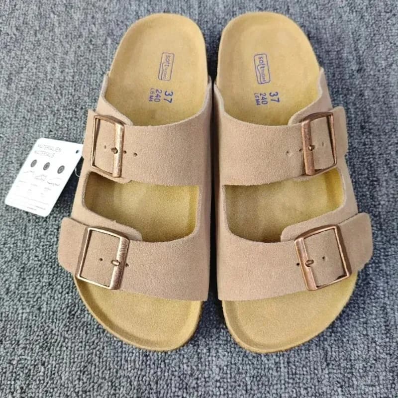 Nuovi Sandali Unisex Stile Vintage con Doppia Fibbia e Suola Piatta, con Soletta in Sughero – Comfort Casual per l'Estate