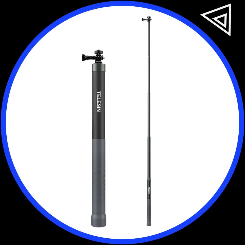 TELESIN 1.2M 3M Selfie Stick in fibra di carbonio monopiede allungabile con vite 1/4 per GoPro Insta360 Osmo Action DJI Action Camera