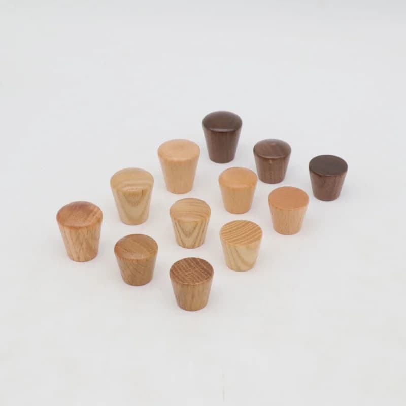 6 Pezzi Maniglie Rotonde in Legno per Mobili, Piccoli Pomelli a Cono in Legno con Viti per Armadi, Cassettiere e Cassetti