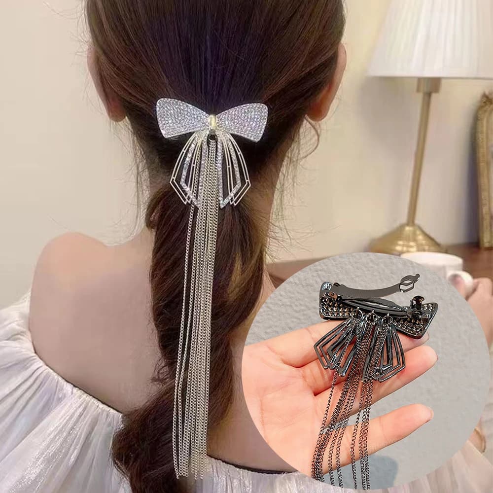Nuovi strass fiocco nappa fermaglio per capelli mollette grandi artigli per capelli primaverili forcina squalo coda di cavallo accessori per capelli copricapo di moda