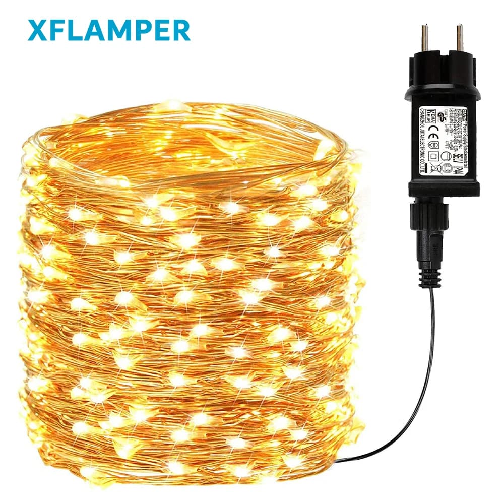 50M 100M LED fata String Lights Outdoor impermeabile filo di rame pieghevole per la decorazione di natale di nozze festa in giardino di casa