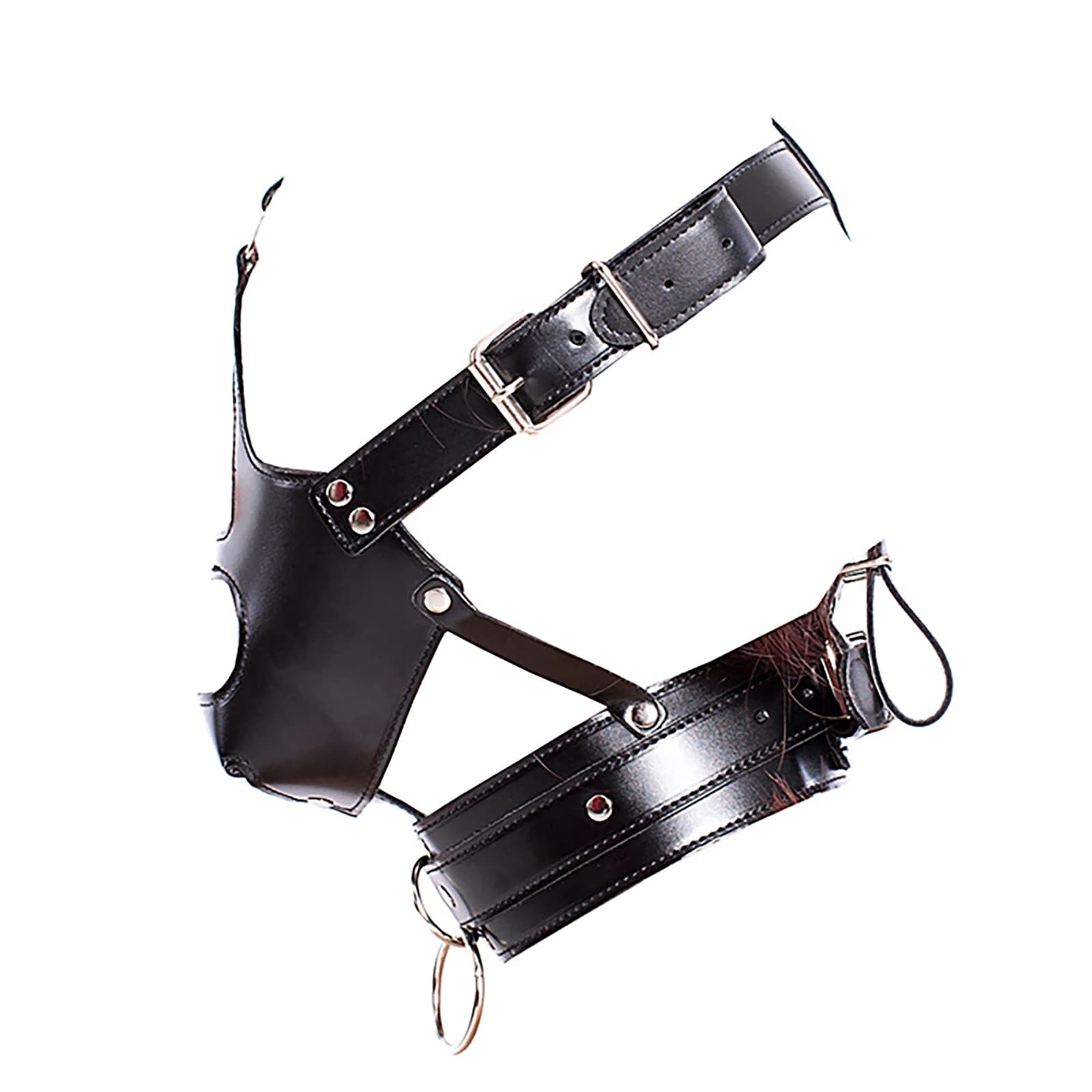 BDSM Bondage Head Wrap Hollow Hood Masks Sex Toys SM Slave Roleplay Headgear Fetish Leather Half Face Hood Masks With Penis Gag