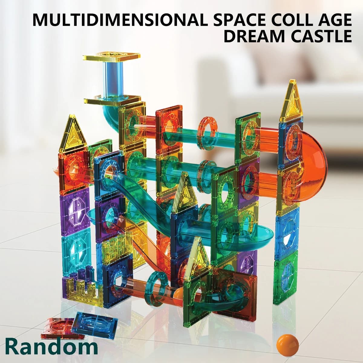 Gioco di Costruzione con Piastrelle Magnetiche, Pista per Biglie 3D Trasparente, Blocchi Educativi STEM per lo Sviluppo Cerebrale dei Bambini 3+