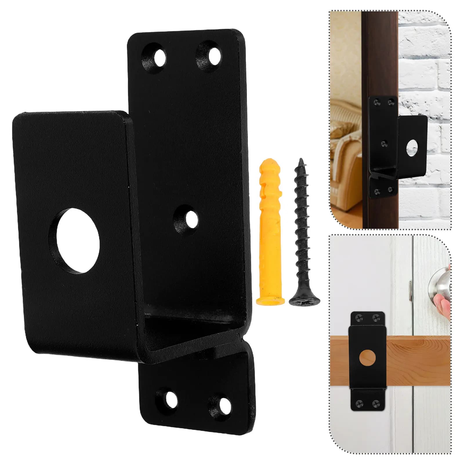 Supporto per Barriera Porta a U in Metallo Resistente, Facile da Installare, Barriera di Sicurezza Domestica, Fermaporta per Appartamenti e Capannoni