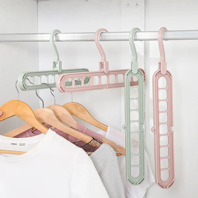 Appendiabiti multifunzionale con nove fori e senza lasciare segni, pieghevole, accessorio per la conservazione dei vestiti, stendibiancheria.