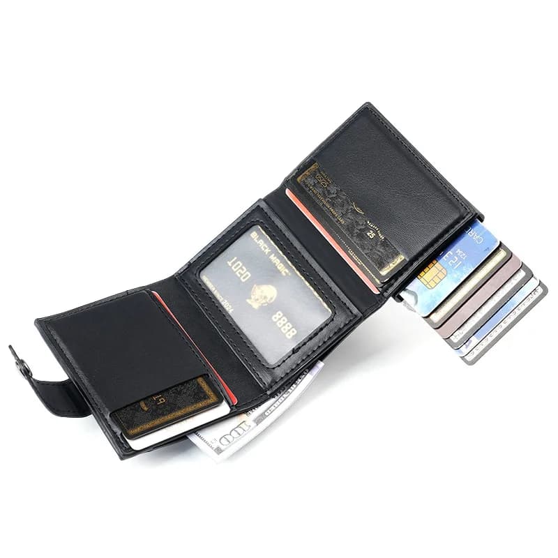 Portafoglio RFID in Alluminio da Uomo, Porta Carte di Credito Sottile in Fibra di Carbonio, Custodia Smart per Carte di Credito