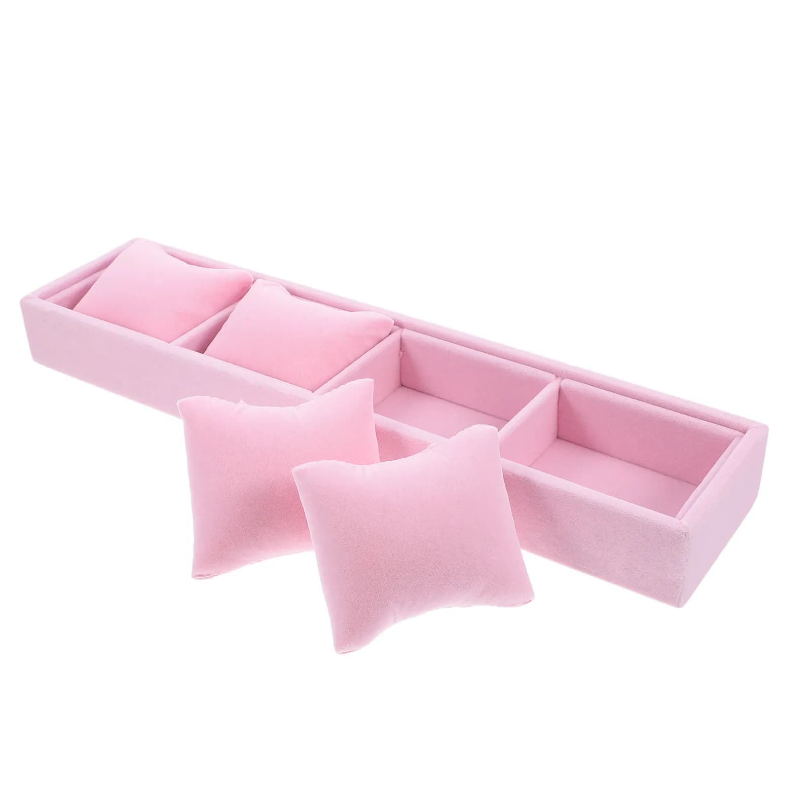 Watch Pillow Tray Jewelry Organizer Bracelet Display Stand Bangle Holder Watch Storage Organizer for Home Store Travel Pink