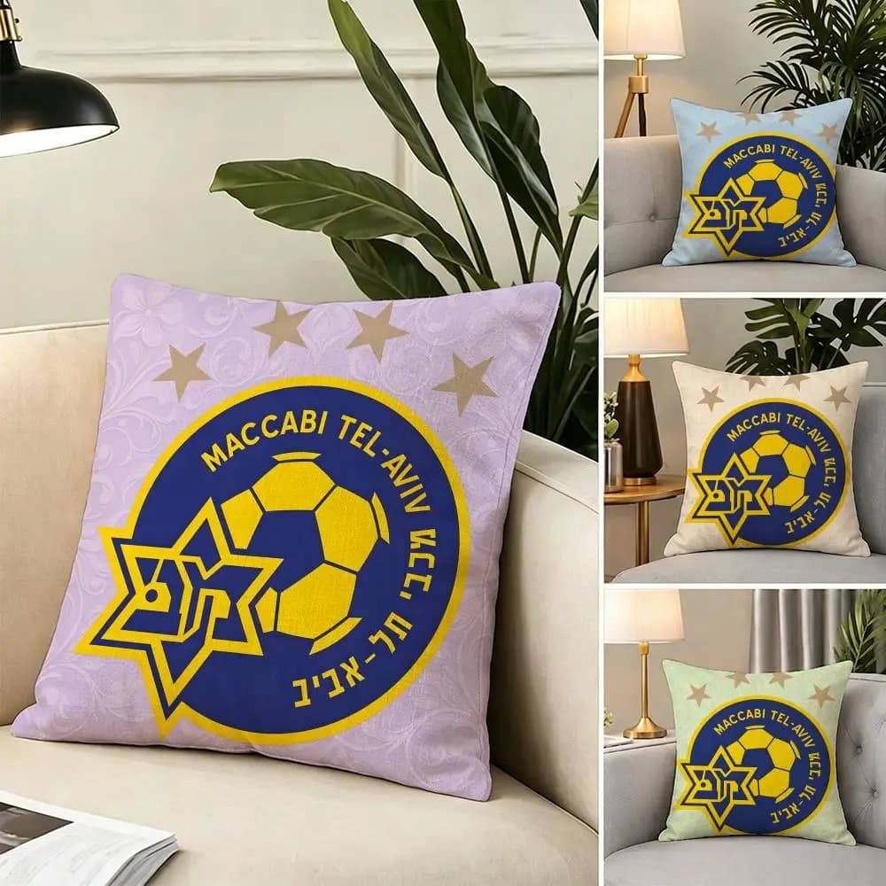 1P- Maccabi Tel Avivs Cushion Cover fabric soft furnishing,Pillowcase, cushion cover, sofa pillow, home decoration