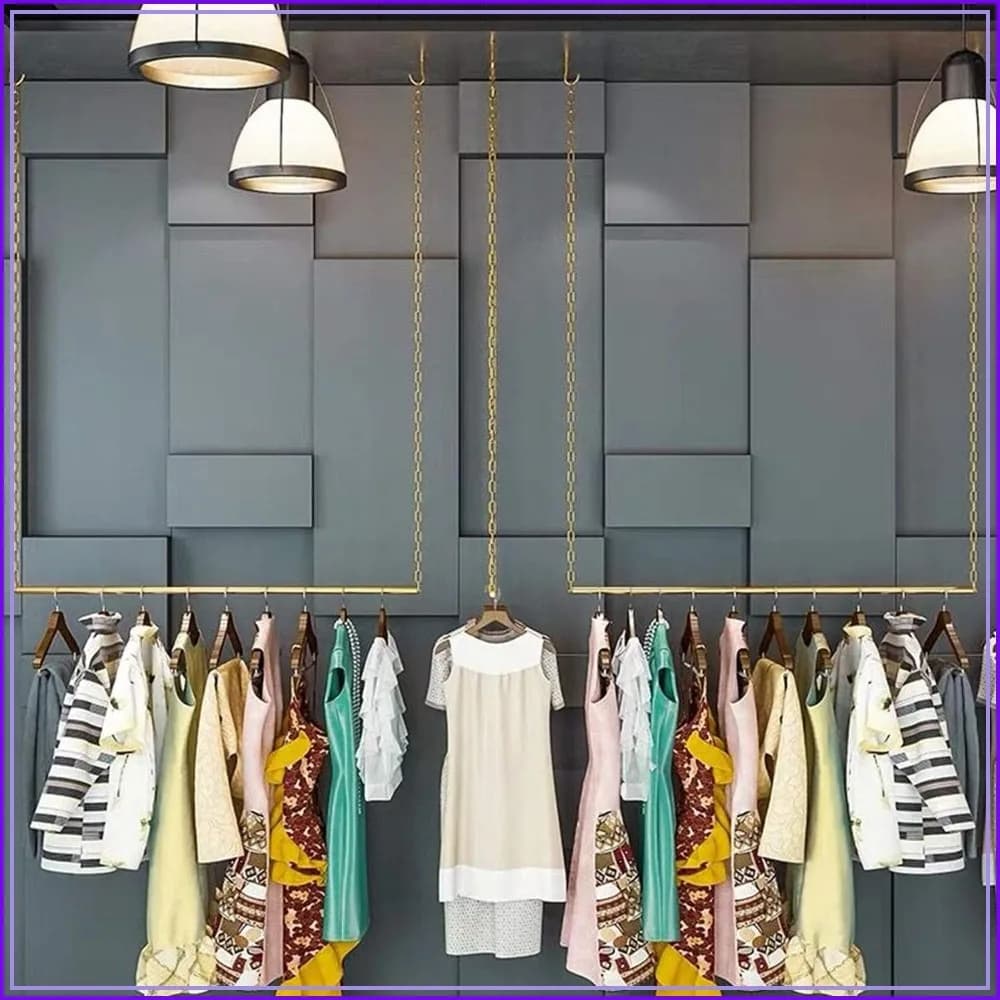 2 Pcs Adjustable Height Clothing Storage Chain Garment Rack, Wedding Dress Hanging Rack, Boutique Display Shelf, Towel Rack 47.2" L
