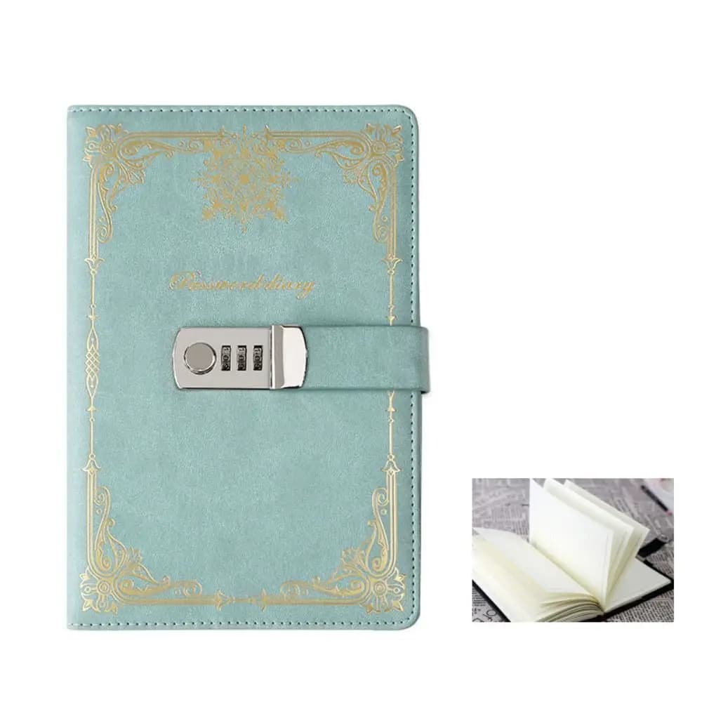 Fashion PU Leather Journal Notebook With Lock Hard Cover Line Paper Diary Writing Pads A5 100Sheets Retro Personal Notebook Work