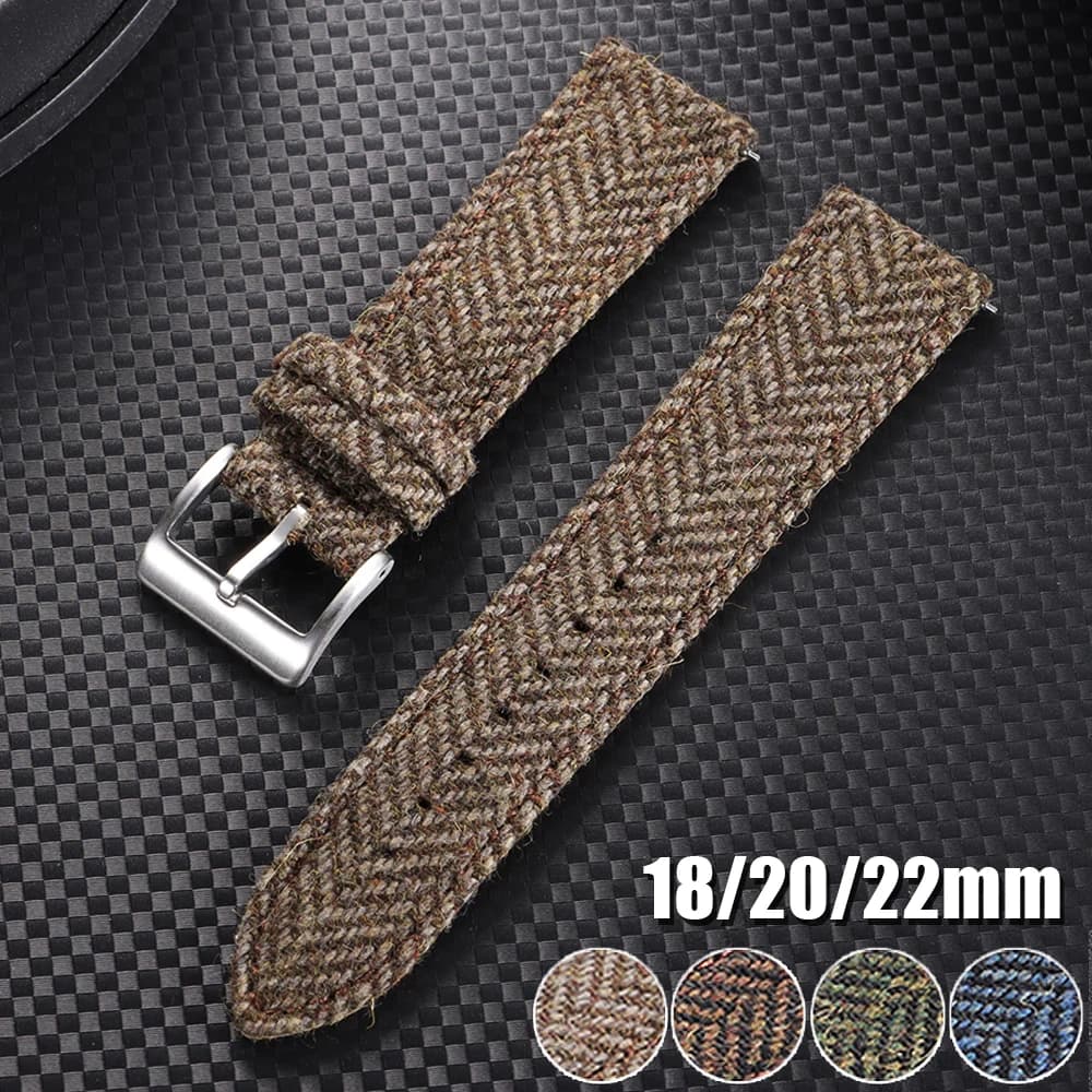 Cinturino in nylon tweed vintage cinturino in vera pelle per cinturino per orologio Seiko Smartwatch 18mm 20mm 22mm braccialetto in tessuto a sgancio rapido