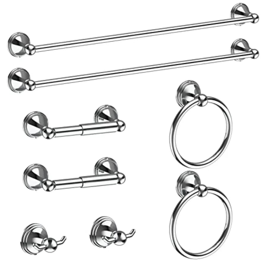 Set di 8 Accessori per Bagno con Portasciugamani da 24 Pollici in Acciaio Inox SUS 304, Set di Accessori per Bagno in Acciaio Inossidabile
