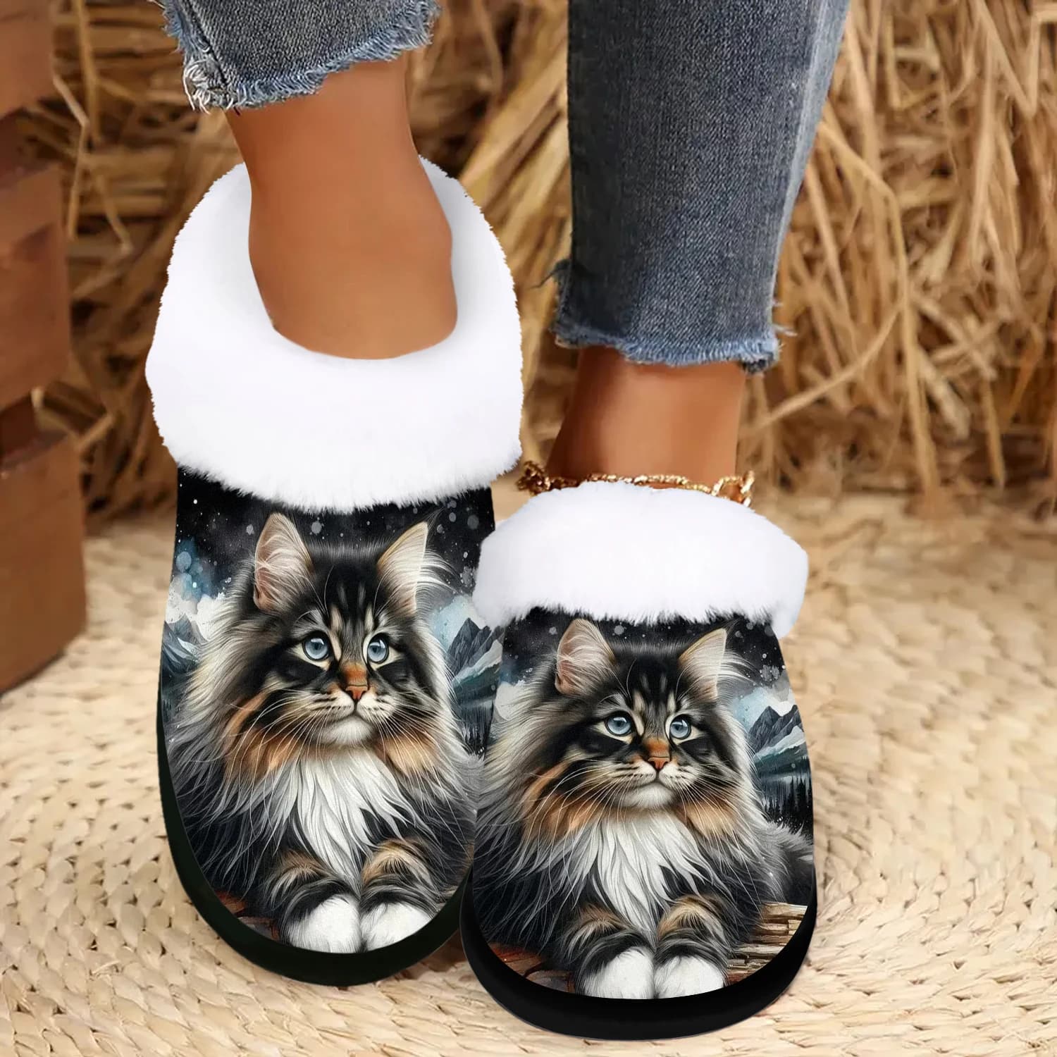 Pantofole morbide da donna con design stravagante di gatti: scarpe comode antiscivolo, silenziose e per tutte le stagioni, abbigliamento casual per la casa