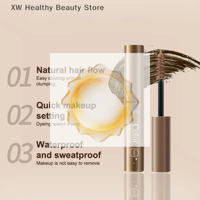 Mascara per Sopracciglia in 3 Colori, Crema Colorante Impermeabile a Lunga Durata, Gel per Sopracciglia ad Asciugatura Rapida con Pennello, Trucco per Occhi