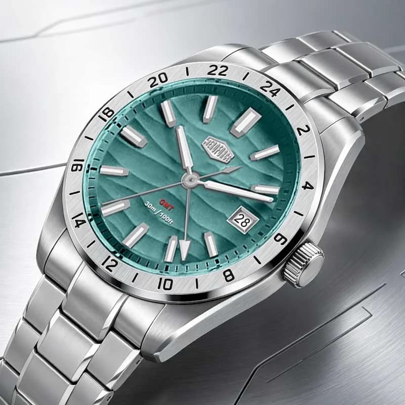 HEROFORCE Quality Original GMT Men Clock Waterproof Luminous Date Luxury Man Watch Stainless Steel Quartz Men's Watches Male