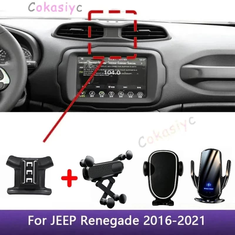 Car Phone Holder Special Fixed Bracket Base Wireless Charging Interior Accessories For JEEP Renegade 2016 2017 2018 2019-2021