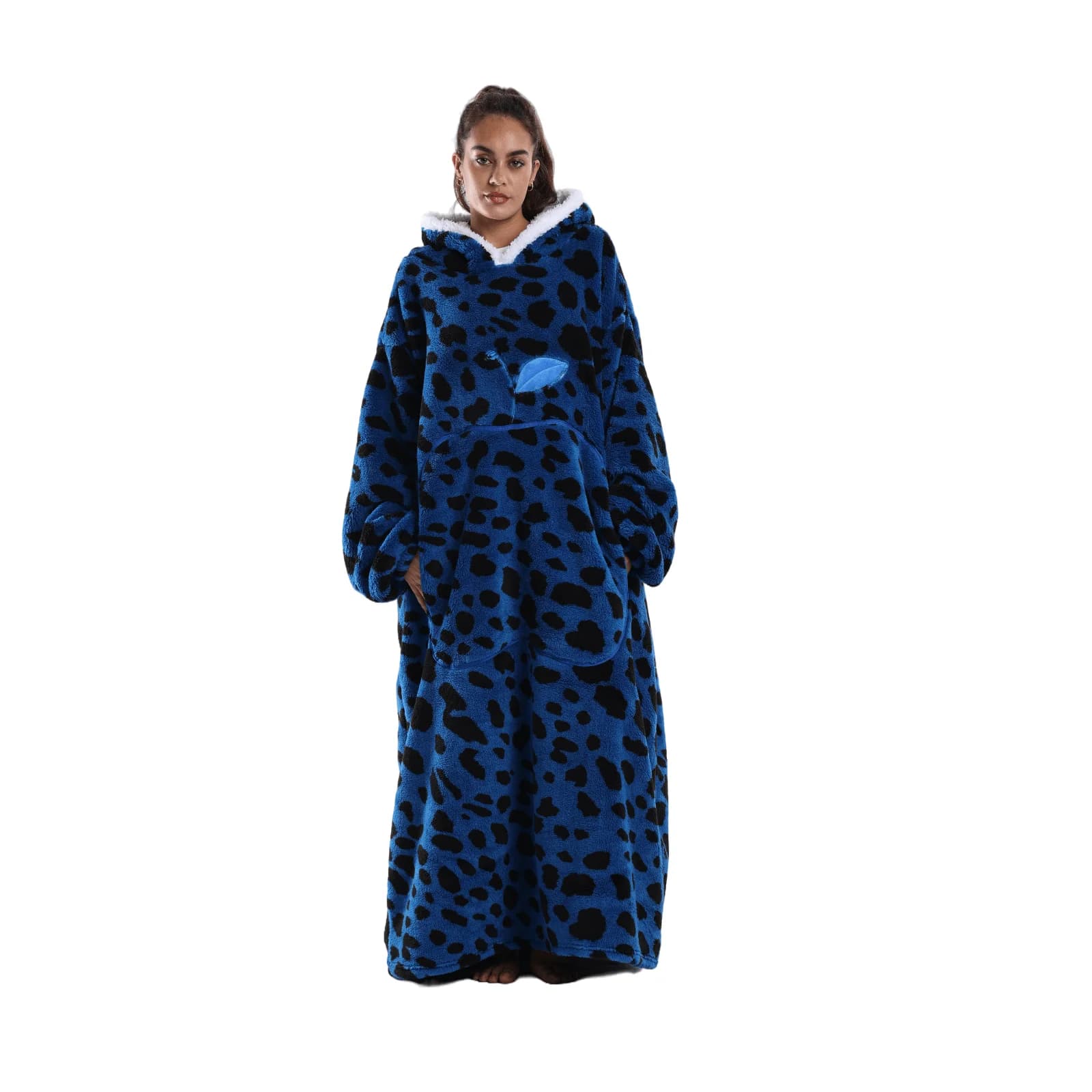 New Leopard Print Apple Style Autumn Winter Lazy Blanket TV Blanket Outdoor Cold-Proof Hooded Loungewear Printed Long Sleeve Thickened Couple Hooded Bathrobe Loungewear