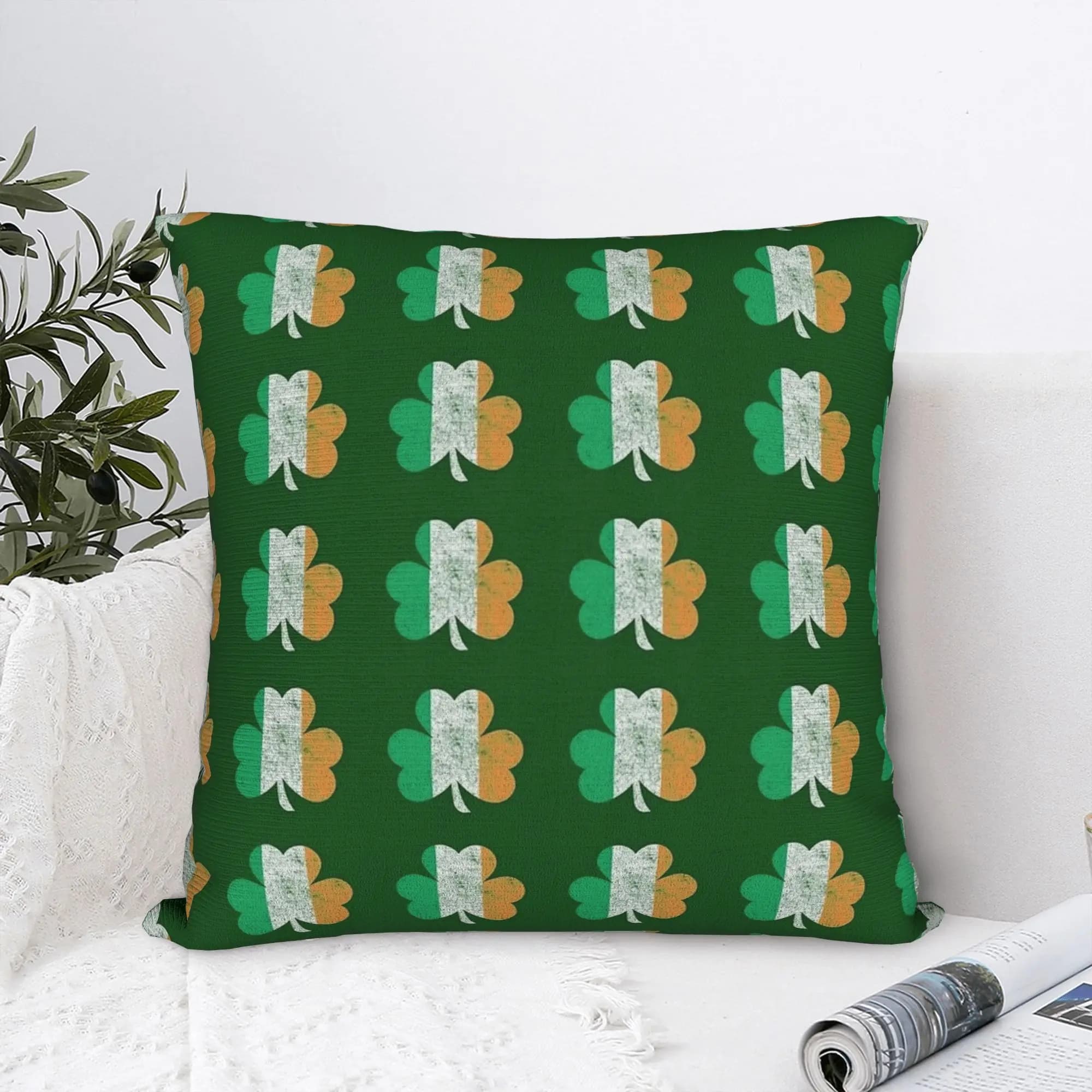 Federa per cuscino vintage irlandese con trifoglio per San Patrizio, comoda federa per divano, camera da letto, federe Kawaii