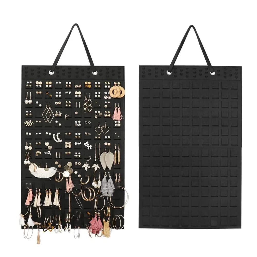 Earrings Hanging Organizer Roll Wall Earring Holder Soft Felt Hanger Jewelry Necklace Earring Display Storage for Women Girls