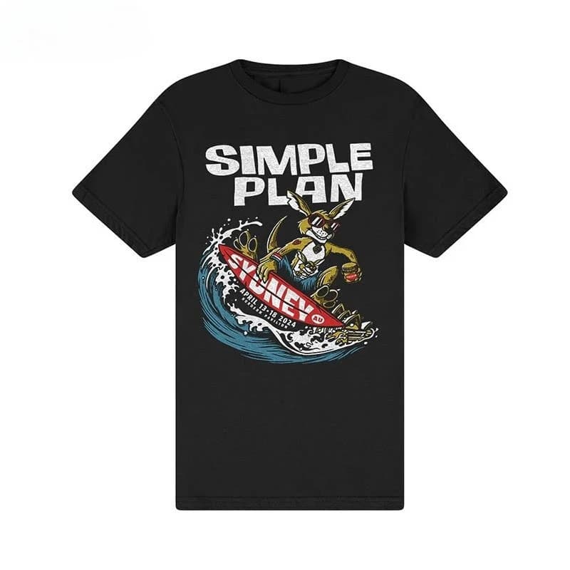 T-shirt da uomo in puro cotone a maniche corte in stile pop-punk canadese di Simple Plan Band