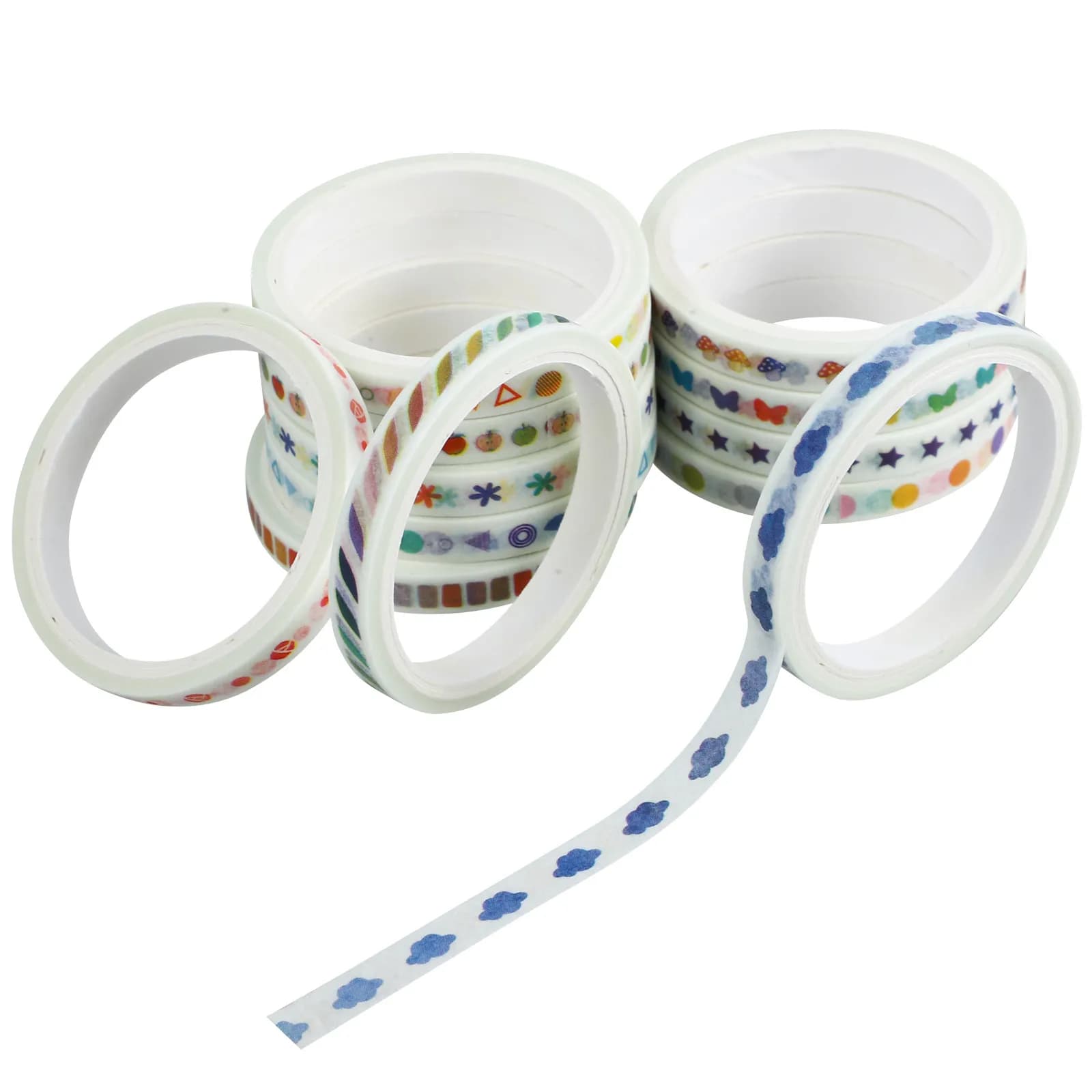 Set di 12 Rotoli di Nastro Washi per Fai da Te, Nastri Decorativi Autoadesivi per Scrapbooking, Decorazione di Album, Planner, Quaderni e Lavori Creativi