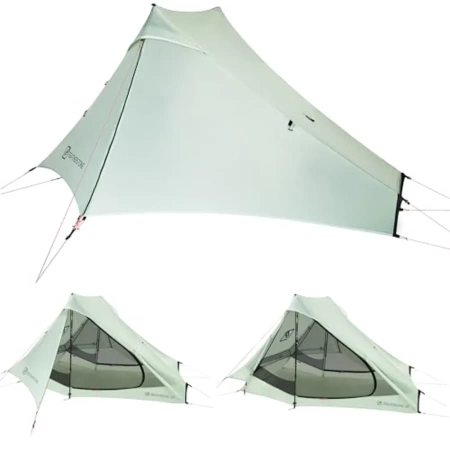 Backbone Ultralight Tent for backpacking, camping, thru hiking 20D silicone-coated nylon, olive green waterproof, single-wall,
