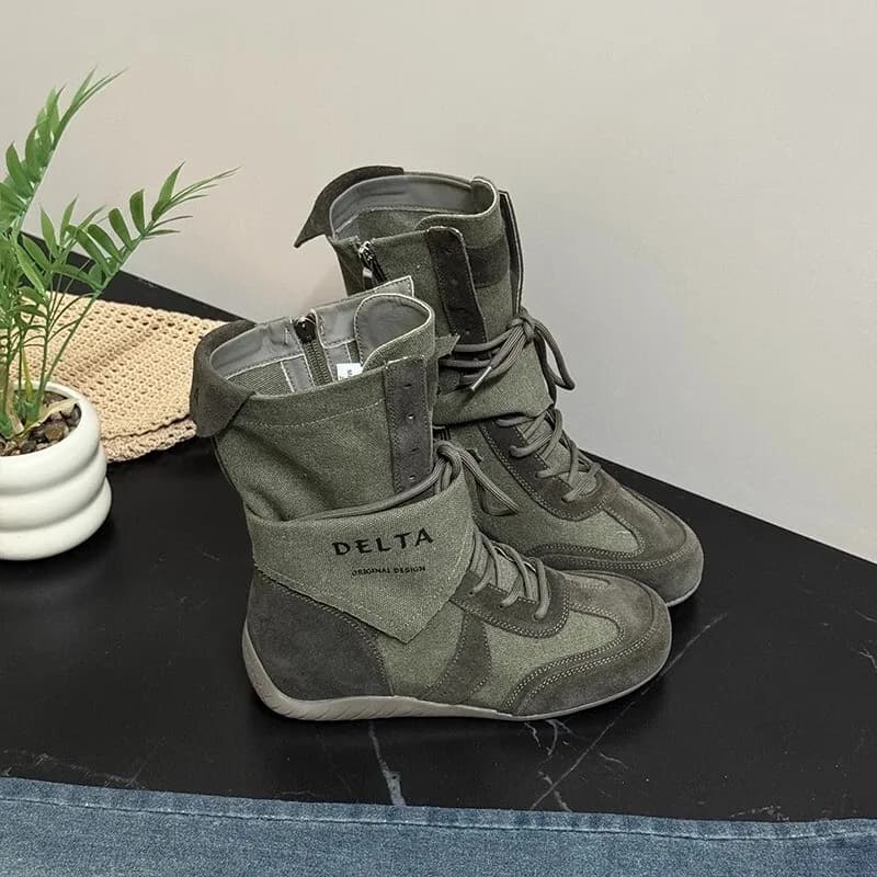Women Ankle Sport Running Shoes Autumn 2026 Casual Walking Canvas Snow Boots Lace Up Round-toed Brand Trendy Zapatillas Mujer