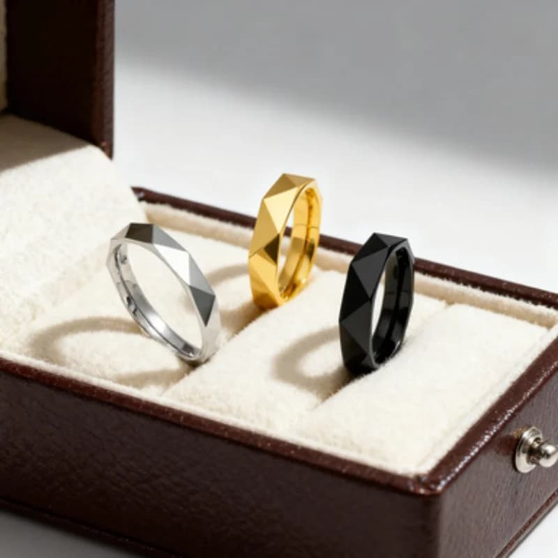 Classic 4mm cut design ring, men's minimalist stainless steel diamond cut ring, women's jewelry accessories, party gift