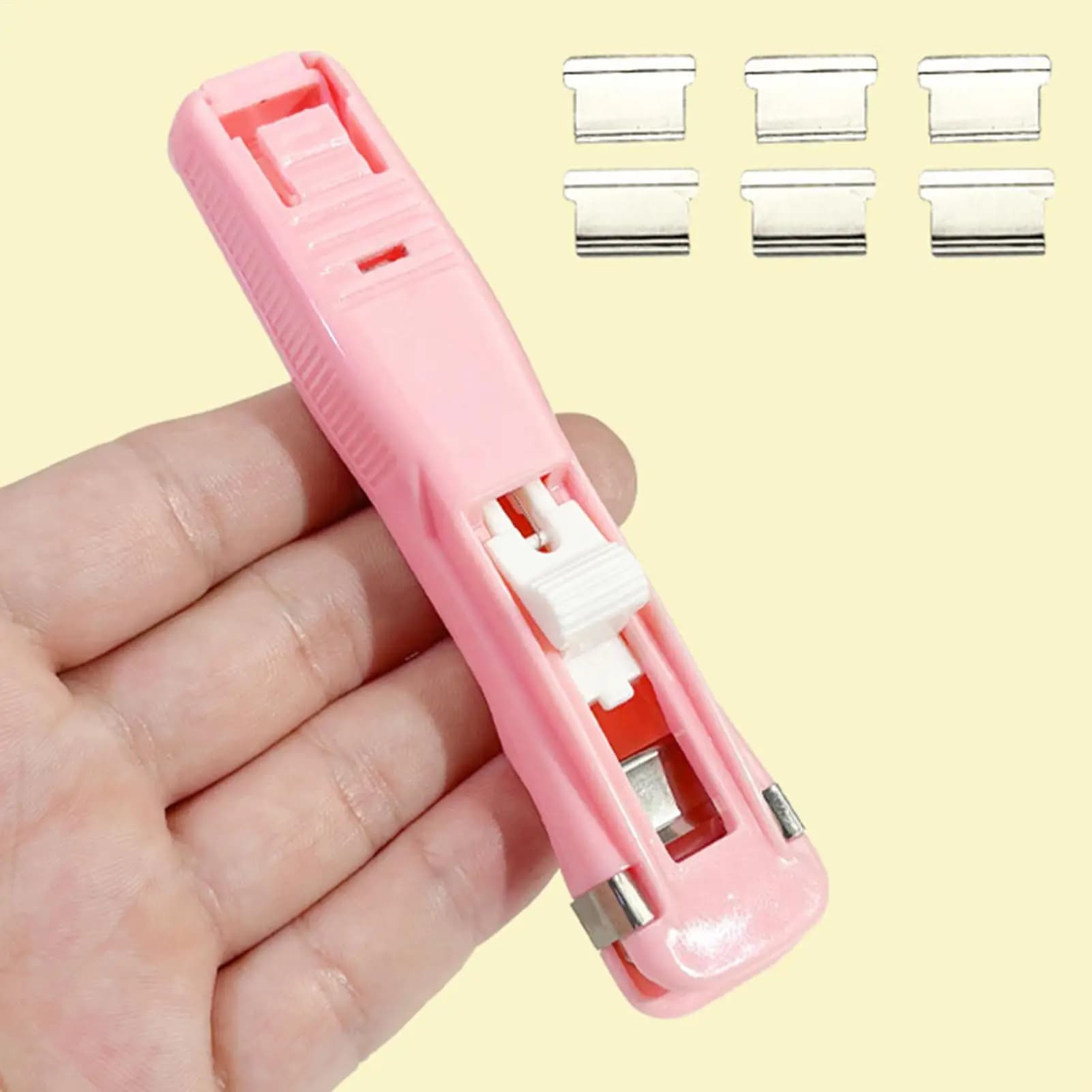 Cucitrice a clip con capacità di 45 fogli, con 50 ricariche metalliche, riutilizzabile per insegnanti, studenti, ufficio, scuola, casa, artigianato