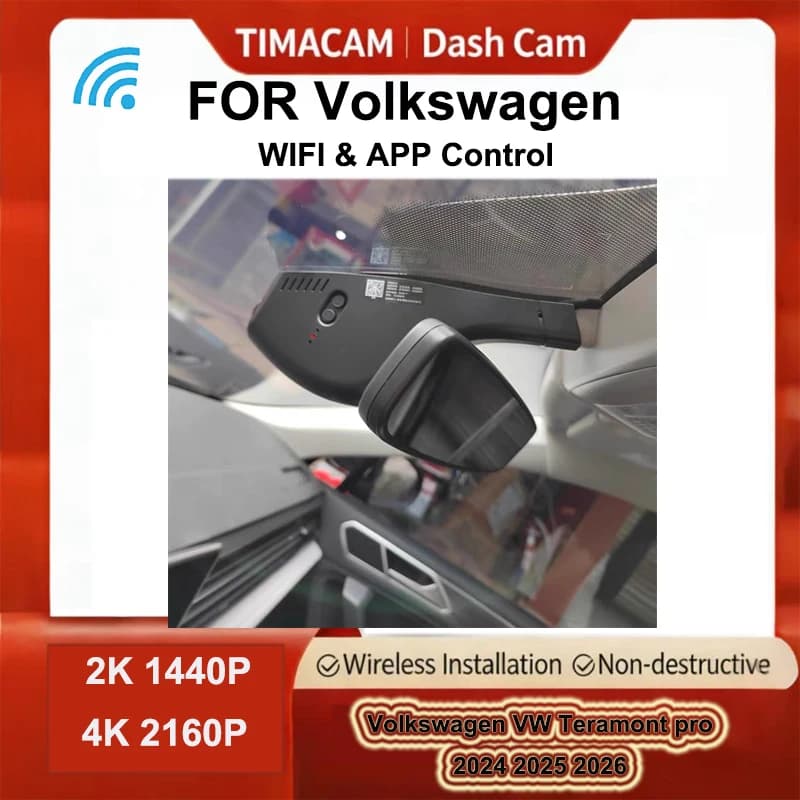 TIMACAM 4K 2K Wifi Dash Cam Double Camera Plug and Play For Volkswagen VW Teramont pro 2024 2025 2026 Auto Dvr Video Recorder