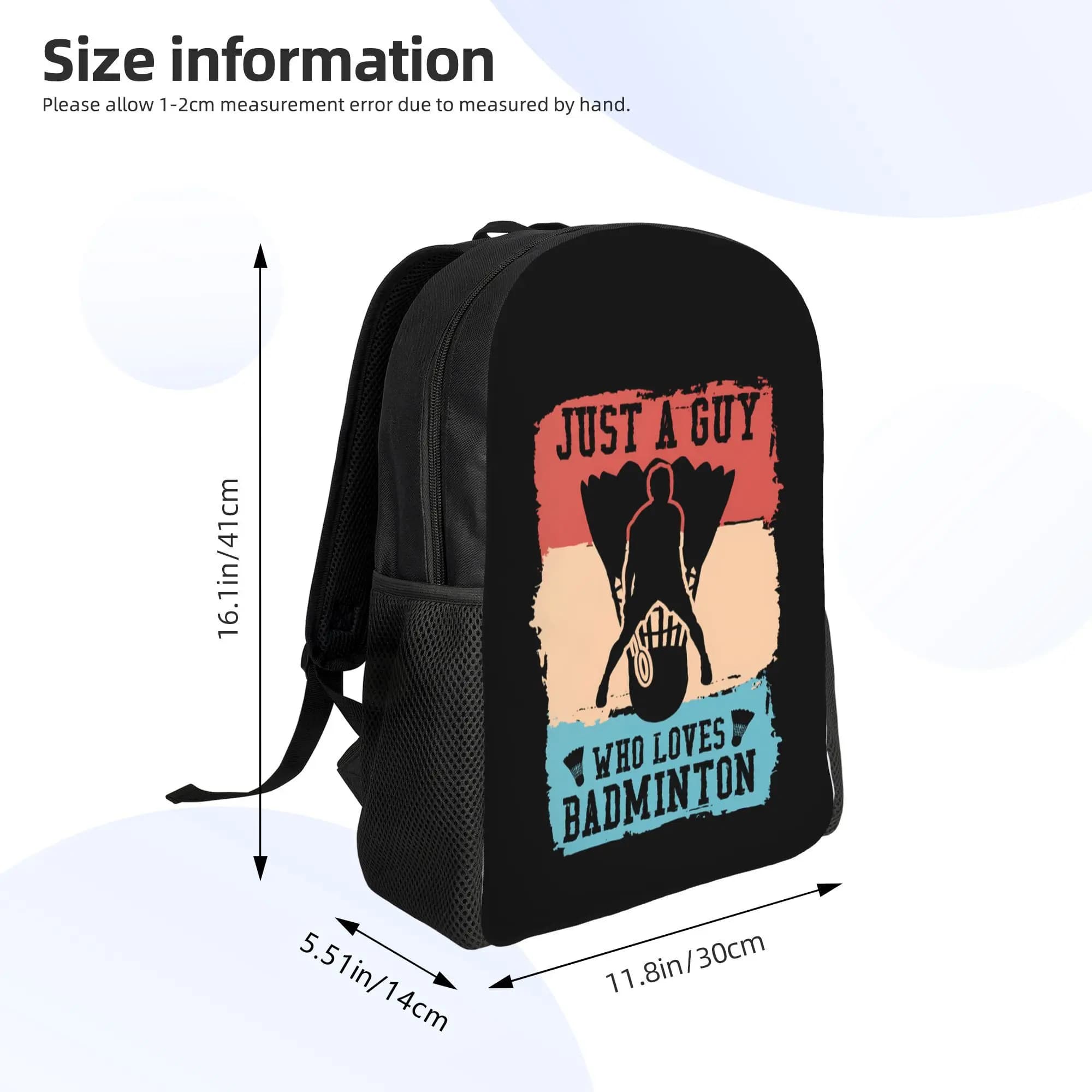 1Pc Badminton Printed Style Large Capacity Backpack Utility Bag Schoolbag Fashion Backpack