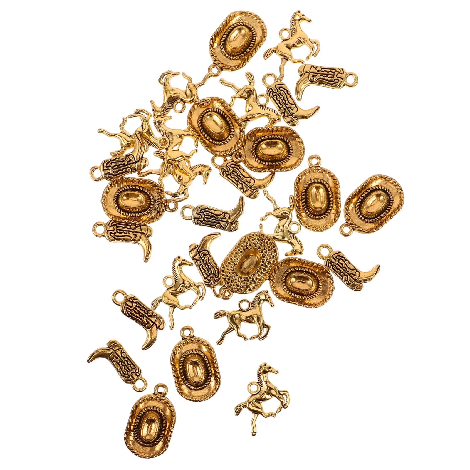 Set di Ciondoli a Tema Cowboy Western, Design Pulito, Versatili per Creazione Gioielli Fai da Te, Accessori per Portachiavi e Collane, Portachiavi Cappello da Cowboy