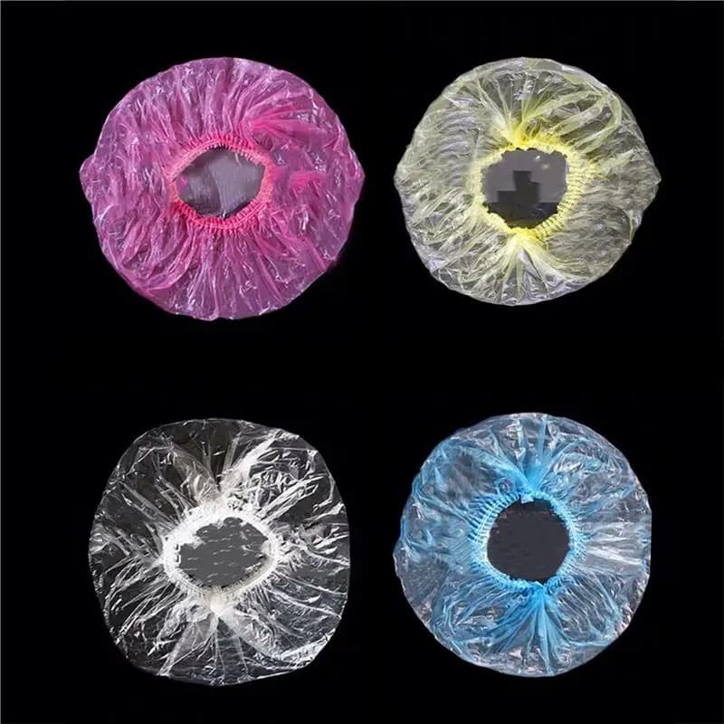 100 pcs/pack disposable raincoat anti-dust headphones for hotel hair dyeing elastic hood