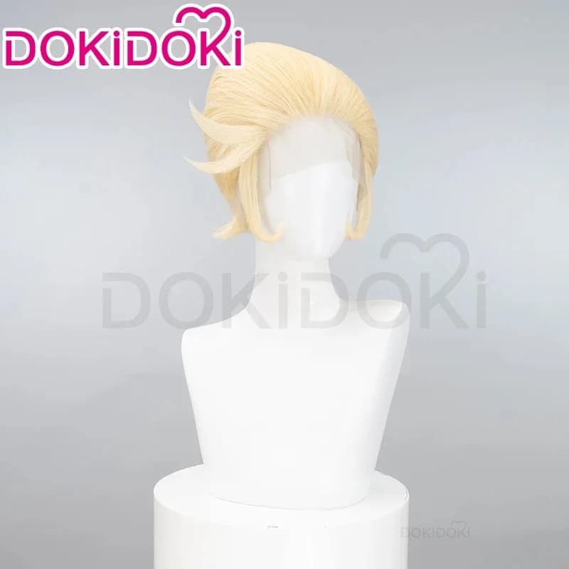 c'3,f\6;h'IN STOCK Front Lace Wig Anime Cosplay DokiDoki Men Short Blond Hair 28cm Lucifer Morningstar Cosplay7;b'9.j/2\