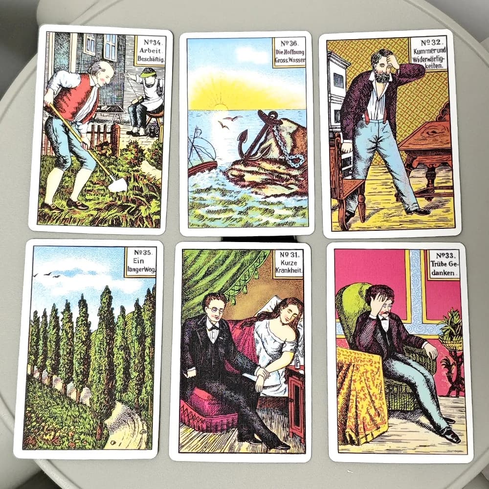 Kipper Wahrsagekarten Cards-36Pcs Carte Oracolo Vintage in Stile Biedermeier Tedesco per Previsione del Futuro e Divinazione, Versione Tedesca
