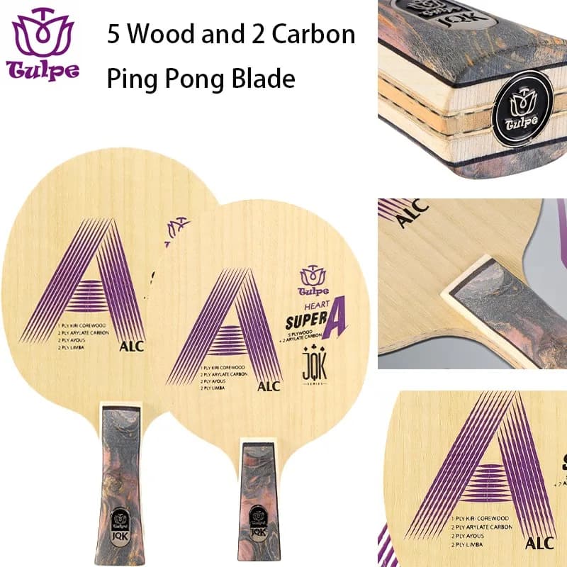 TULPE Lama da ping pong esterna in carbonio Pagaia da ping pong a 7 strati 5 racchetta in legno 2 carbonio con attacco rapido ad arco a scatola