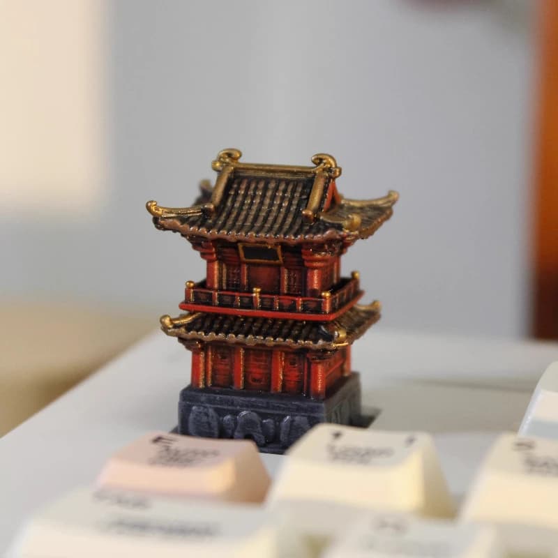 Temple of The God of Wealth Tasti artigianali in resina 3D Tasti personalizzati originali fatti a mano per accessori per tastiere meccaniche fai da te